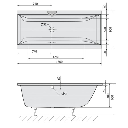 Polysan CLEO wanna prostokątna 180x90x48cm biały mat 13111.11