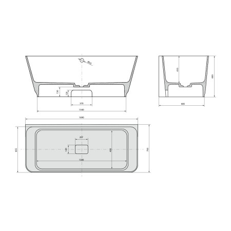 Polysan Skylla wanna przyścienna 169x75x60cm kompozyt biały mat 72430MAT