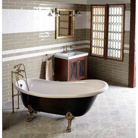 Polysan RETRO wanna wolnostojąca 147x69.5x67.5cm nogi chrom mat czarno/biała (RAL9005) 85326
