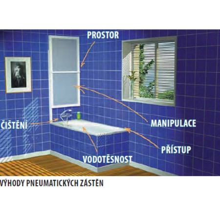 Polysan ODESSA parawan wannowy podnoszony pneumatycznie szer. 970mm srebrna szkło czyste 37127