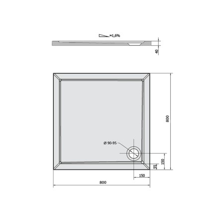 Polysan AURA brodzik kompozytowy 80x80cm biały 42511