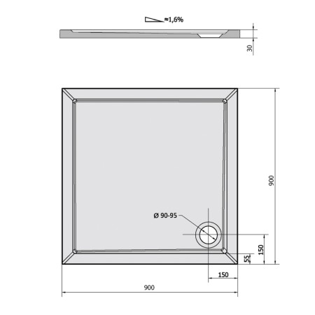Polysan AURA brodzik kompozytowy 90x90cm biały 43511