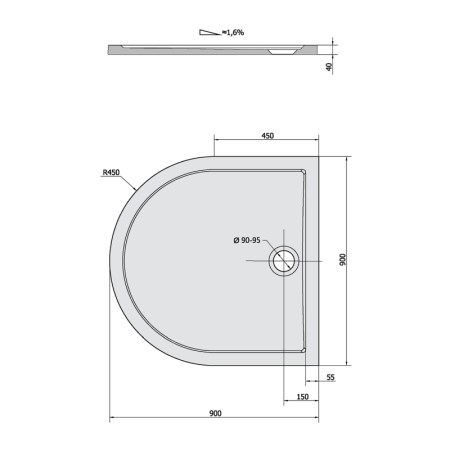 Polysan ISA brodzik prysznicowy kompozytowy półokragły 90x90cm biały 50511