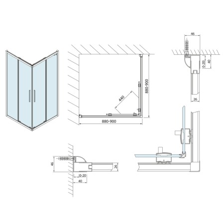 Polysan LUCIS LINE kabina prysznicowa 900x900mm szkło czyste DL1615