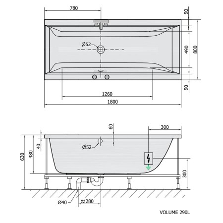 Polysan Cleo wanna z hydromasażem 180x80x48cm Active Hydro-Air chrom 95611.2010