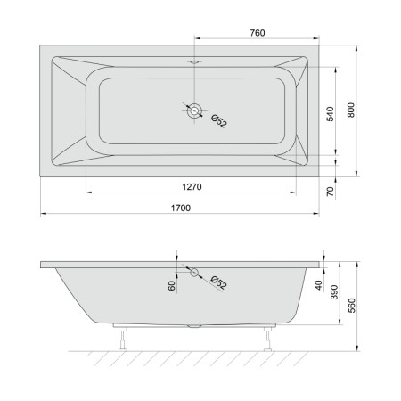 Polysan MIMOA wanna prostokątna 170x80x39cm czarny mat 71713.21