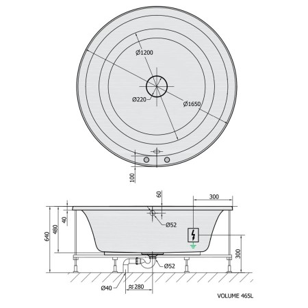 Polysan Oblo wanna z hydromasażem 165x48cm Highline Hydro chrom 72840.5010
