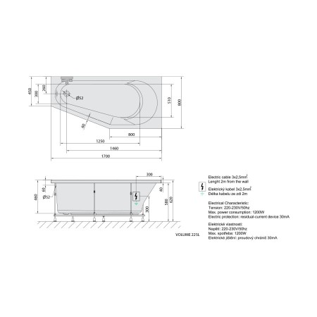 Polysan Tigra R wanna z hydromasażem 170x80x46cm Highline Hydro chrom 90611.5010