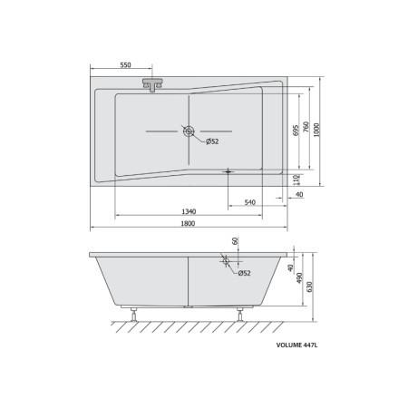 Polysan QUEST wanna prostokątna 180x100x49cm czarny mat 78511.21