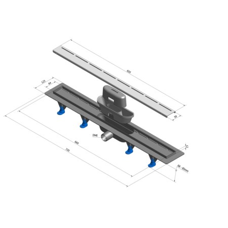 Polysan ROAD odpływ liniowy plastikowy rusztem ze stali nierdzewnej 720x123x68 mm 71673