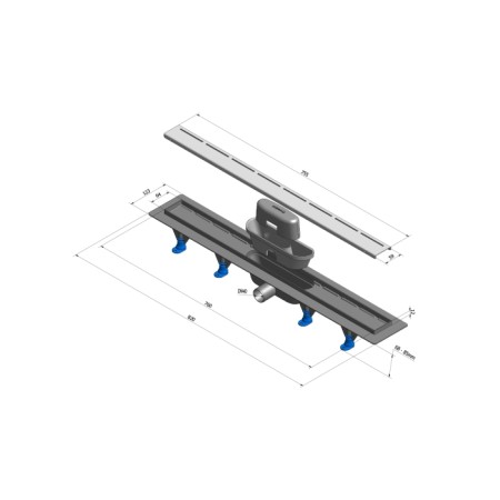 Polysan ROAD odpływ liniowy plastikowy rusztem ze stali nierdzewnej 820x123x68 mm 71674