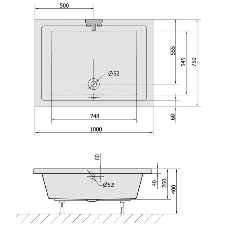 Polysan DEEP brodzik prysznicowy głęboki 100x75x26cm biały 72879