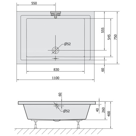 Polysan DEEP brodzik prysznicowy głęboki 110x75x26cm biały 72883