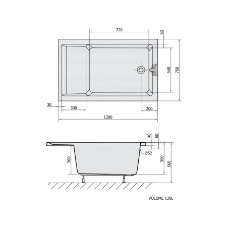 Polysan JAZZ wanna z siedziskiem 120x75x39cm biały 72913