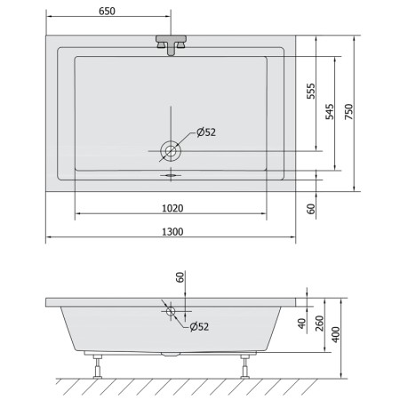 Polysan DEEP brodzik głęboki z konstrukcją prostokąt 130x75x26cm biały 72943