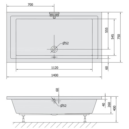 Polysan DEEP brodzik głęboki z konstrukcją prostokąt 130x75x26cm biały 72948