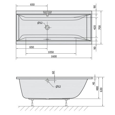 Polysan CLEO wanna prostokątna 160x70x48cm biały mat 73611.11