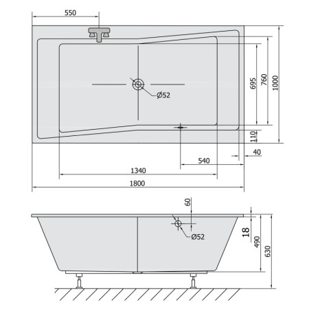 Polysan QUEST SLIM wanna prostokątna 180x100x49cm biała 78511S