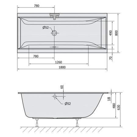 Polysan CLEO SLIM wanna prostokątna 180x80x48cm biała 95611S