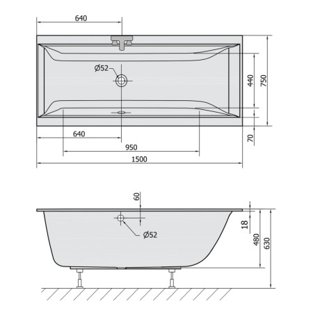 Polysan CLEO SLIM wanna prostokątna 150x75x48cm biała 27611S