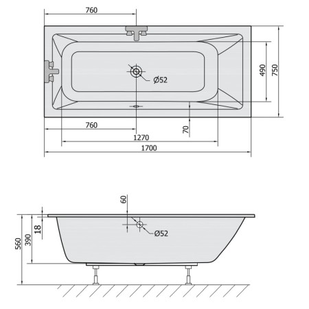 Polysan MIMOA SLIM wanna prostokątna 170x75x39cm biała 71709S