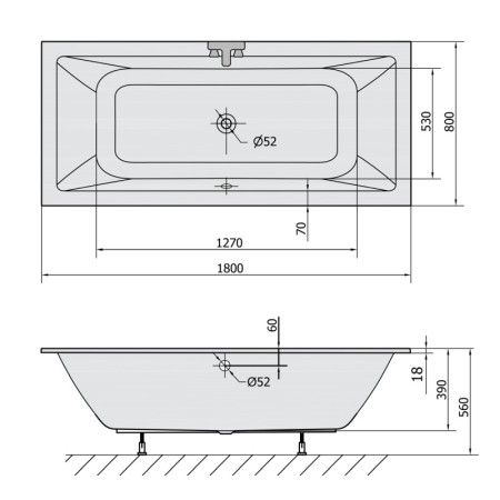 Polysan KRYSTA SLIM wanna prostokątna 180x80x39cm biała 71710S