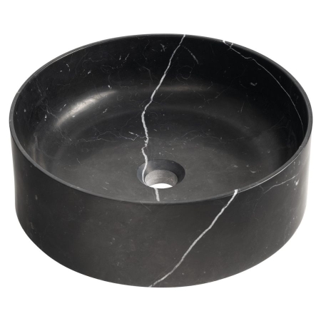 Blok kamienna umywalka nablatowa średnica 40cm czarny mat Marquin 2401-52 Sapho