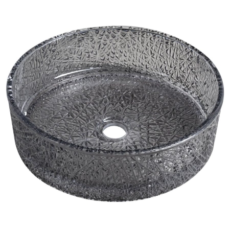 ERSEL grawerowana szklana umywalka nablatowa średnica 395cm czarny TY323B Sapho