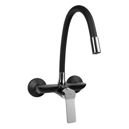 SINTRA bateria ścienna 3/4” z elastyczną wylewką czarny/chrom SX013-70 Aqualine