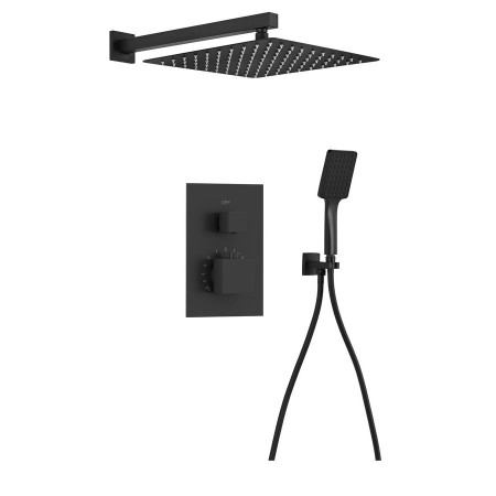 Zestaw prysznicowy z baterią podtynkową termostat 2 wyjścia box podtynkowy czarny mat 1102-32B-21 Sapho