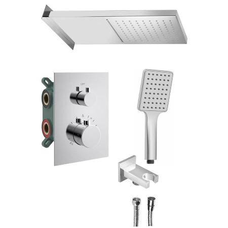 KIMURA zestaw prysznicowy z baterią podtynkową termostat 3 wyjścia box podtynkowy chrom KU683-21 Sapho