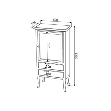 Sapho RETRO szafka 60x120x38cm starobiała prawa 1691