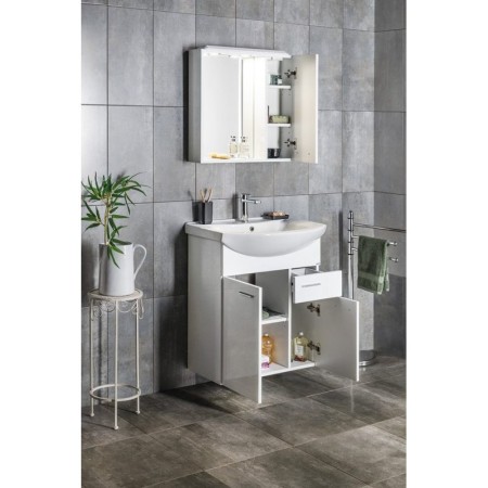Aqualine ZOJA szafka umywalkowa 61.5x74x32cm 2 drzwiczek 1 szuflada biała 51065A
