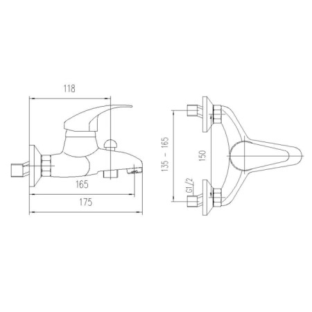 Aqualine KASIOPEA bateria wannowa ścienna chrom 1107-10