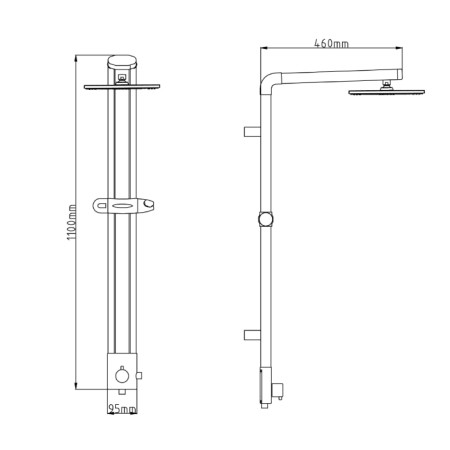 Aqualine TOUR zestaw prysznicowy wys. 1100mm aluminium SL030