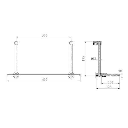 Sapho Półka szklana do powieszenia na kabinie prysznicowej 400x180x125mm chrom 1301-15