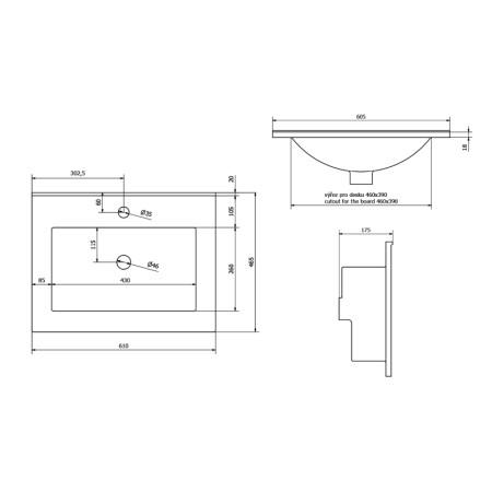 Sapho SLIM umywalka meblowa 60x46cm biały 1601-60