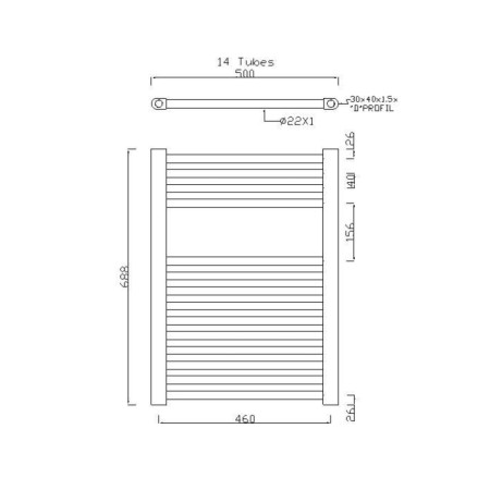 Aqualine ALYA grzejnik prosty 500x688mm 196W chrom 1120-02