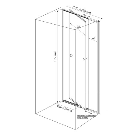 Aqualine AMICO drzwi prysznicowe zawiasowe 1040-1220x1850mm szkło czyste G100