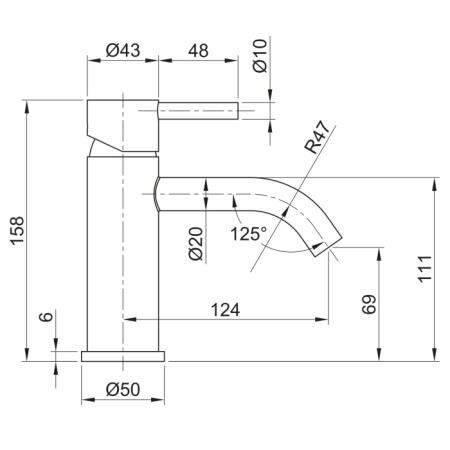 Sapho MINIMAL bateria umywalkowa stal nierdzewna MI002