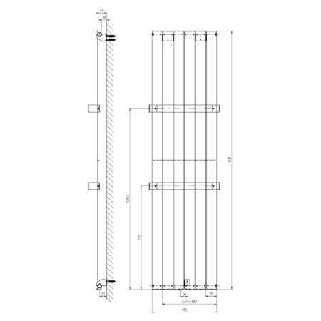 Sapho COLONNA grzejnik 450x1800mm srebro metalik IR145