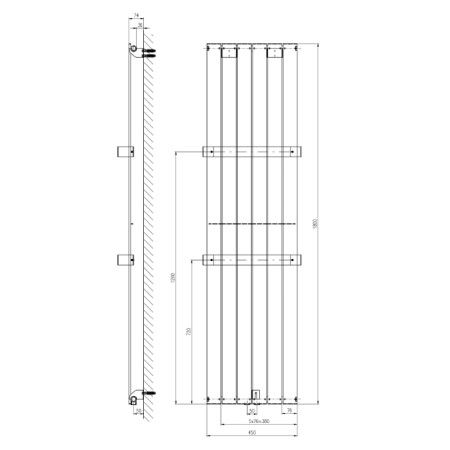 Sapho COLONNA grzejnik 450x1800mm łupkowy ze strukturą IR147