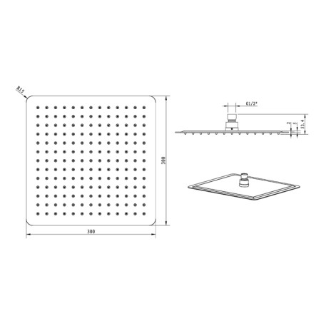 Sapho SLIM deszczownia300x300mm stal nierdzewna polerowana MS563