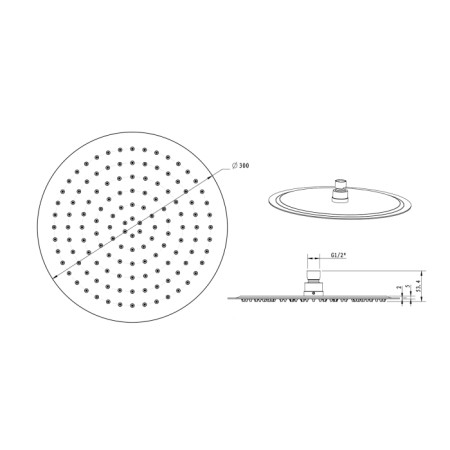 Sapho SLIM deszczownia koło 300mm stal nierdzewna polerowana MS573