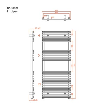 Sapho DESERTO grzejnik 500x1200mm chrom 1801-12