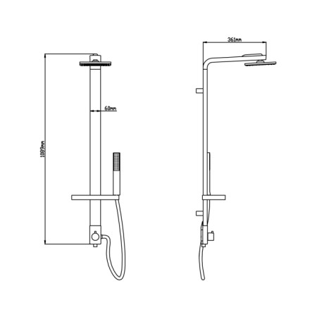 Aqualine SIGA zestaw prysznicowy z podłączeniem do bateriiwys.1090mm aluminium SL650