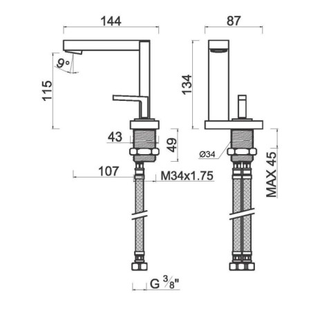 Sapho JOYSTICK bateria umywalkowa chrom TRO001