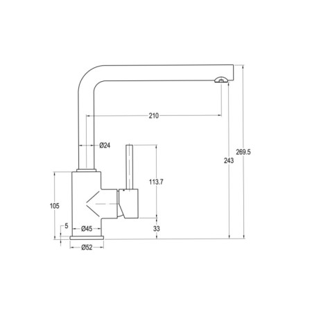 Sapho INOVA bateria kuchenna wysokość 275mm chrom RH125