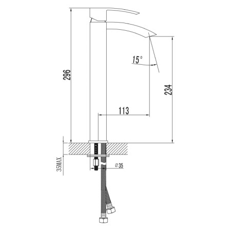 Sapho GINKO 25 bateria umywalkowa wysoka chrom 1101-04