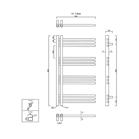 Sapho DORLION grzejnik 500x900mm 301W chrom 1130-10